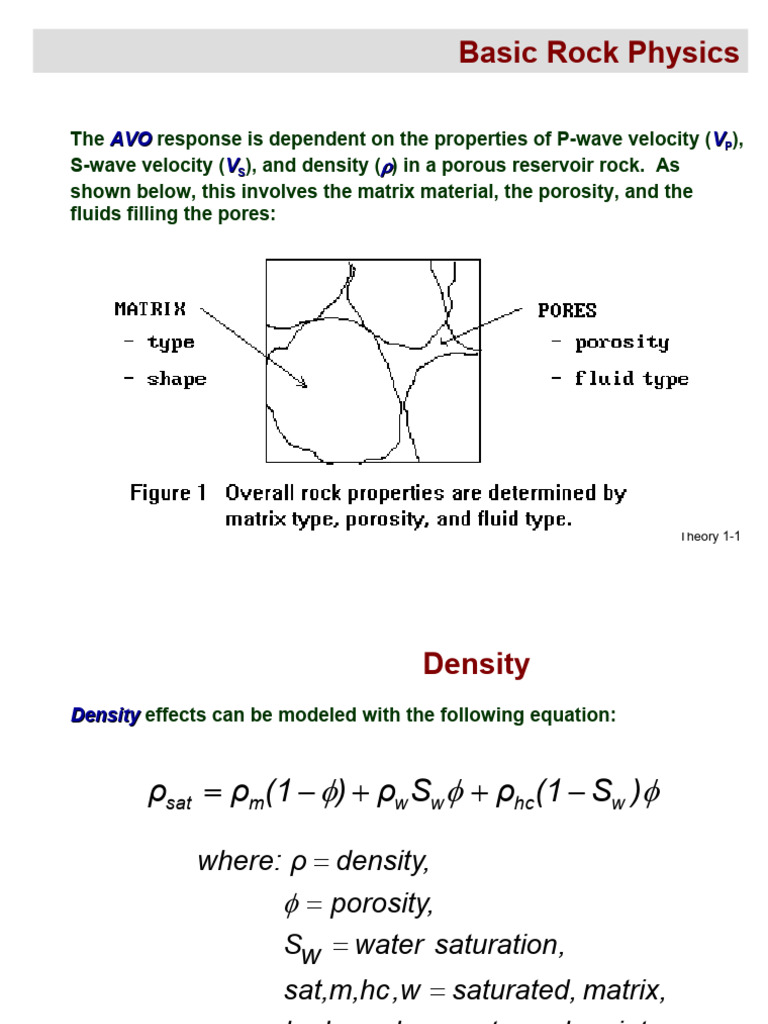 Rock Physics: AVO, Density, and Velocity | PDF | Porosity | Stress ...