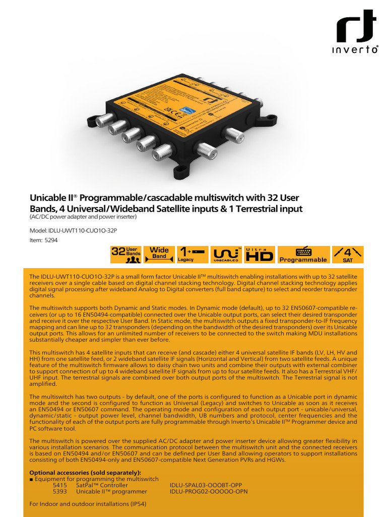 Unicable Multischalter mit 2 Wideband LNB von Inverto | günstig kaufen