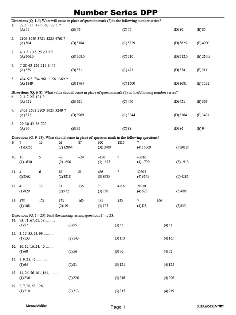 Number Series Formula List