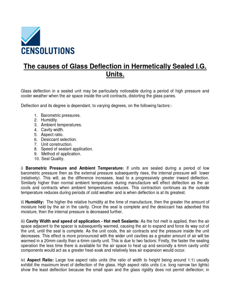 Causes of Glass Deflection in I.G. Units | PDF | Humidity | Glasses