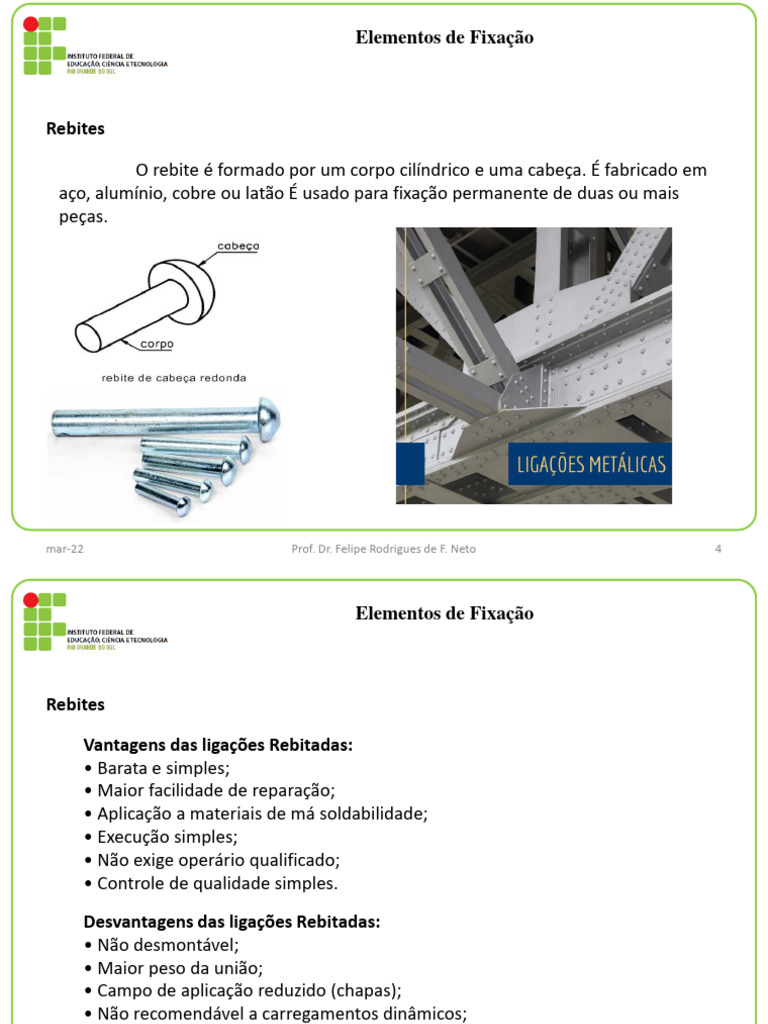 Rebites: Tipos e Vantagens | PDF | Estresse (Mecânica) | Engenharia ...