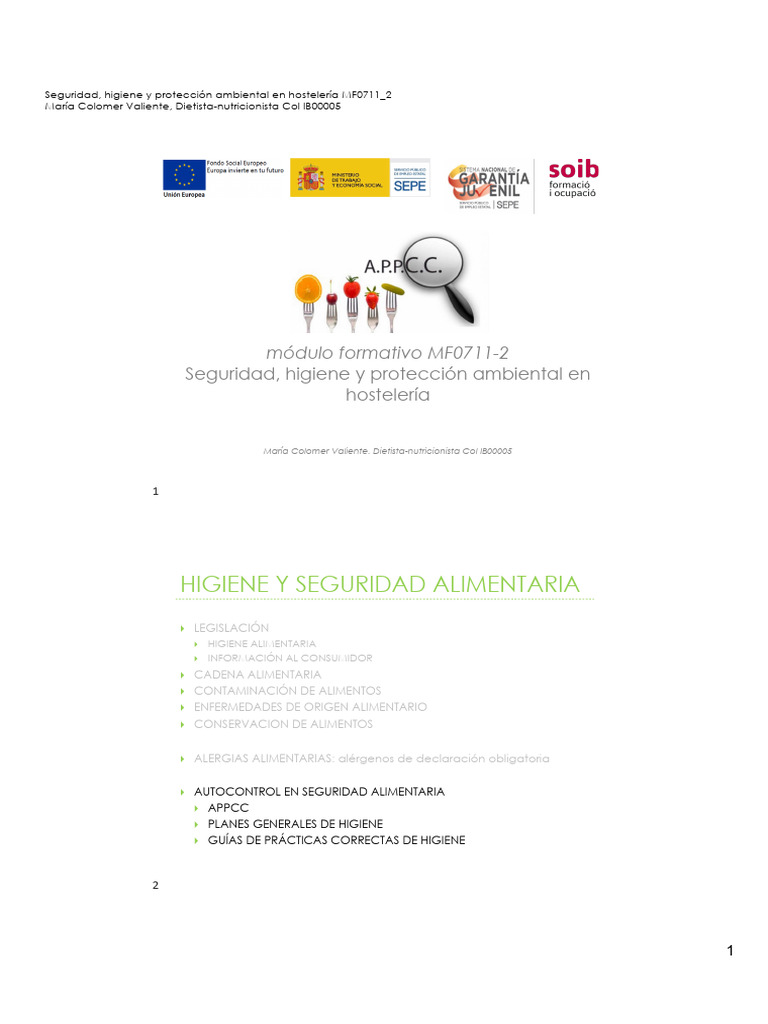 Seguridad Alimentaria en Hostelería MF0711 | PDF | Análisis de Riesgo y ...
