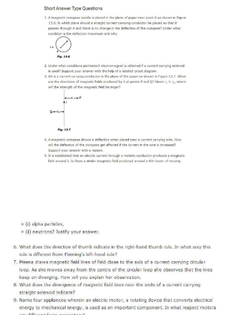 Important Questions For Class 10 Science Chapter 13 Effects of Electric Current PDF