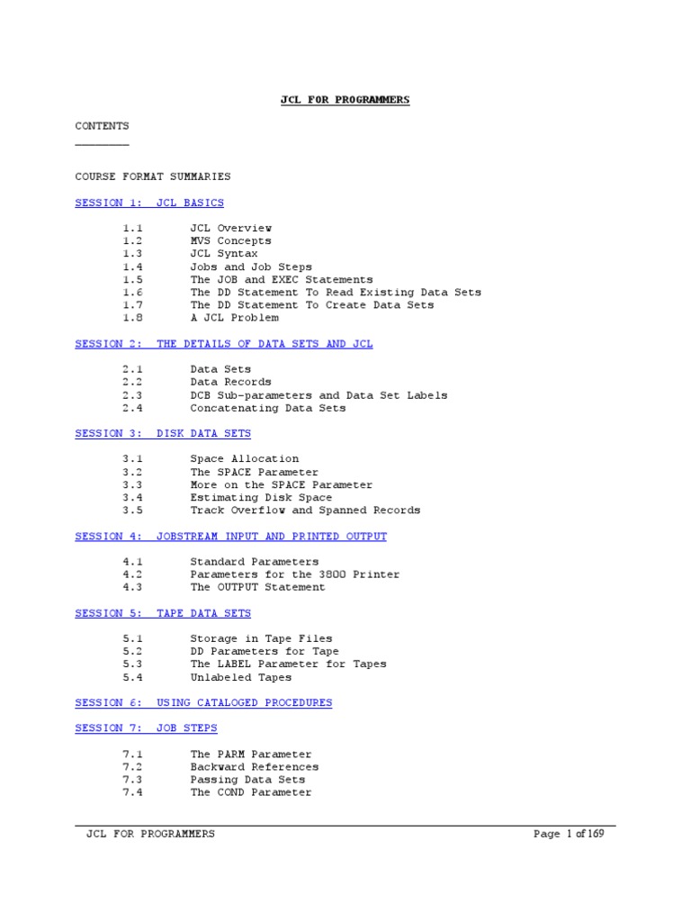 JCL Guide for Programmers | PDF | Computer Data Storage | Computer Program