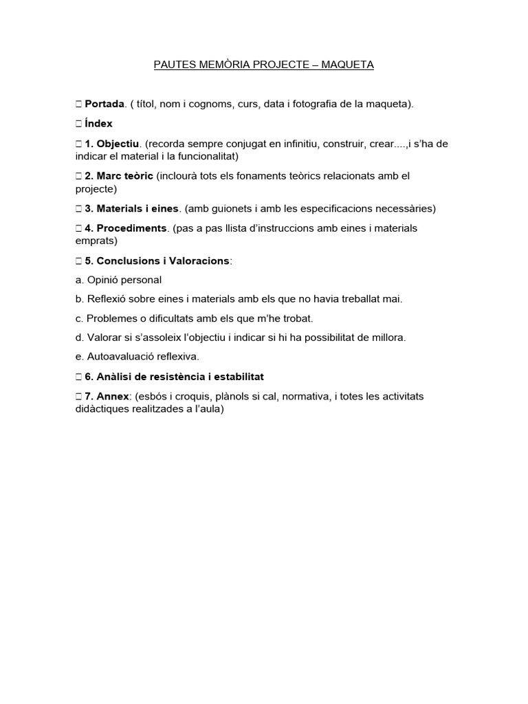 Pautes Memòria Projecte Maqueta | PDF