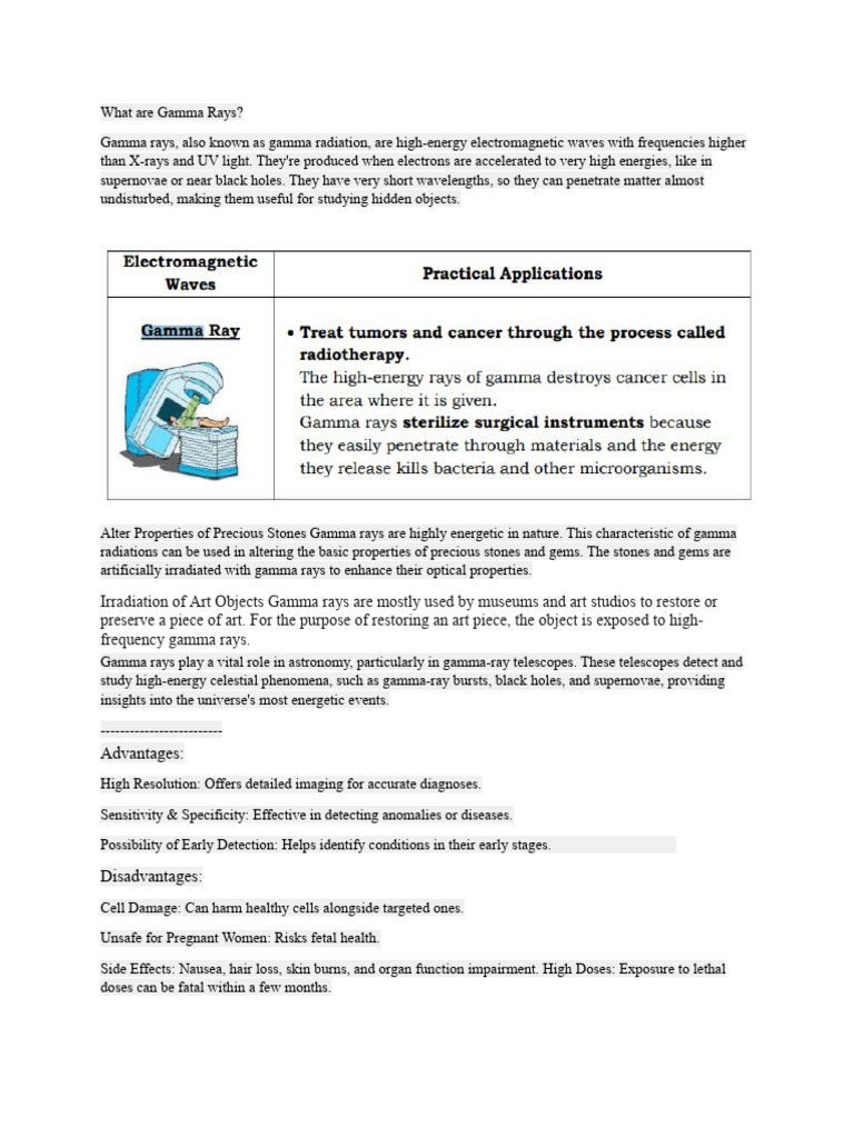 What Are Gamma Rays | PDF | Gamma Ray | Radiation Therapy