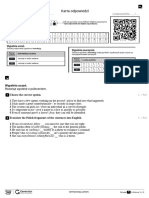 Short Test, Reading Karta Odpowiedzi