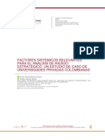Factores Sistémicos Relevantes para El Análisis de Riesgo Estratégico. Un Estudio de Caso de Universidades Privadas Colombianas
