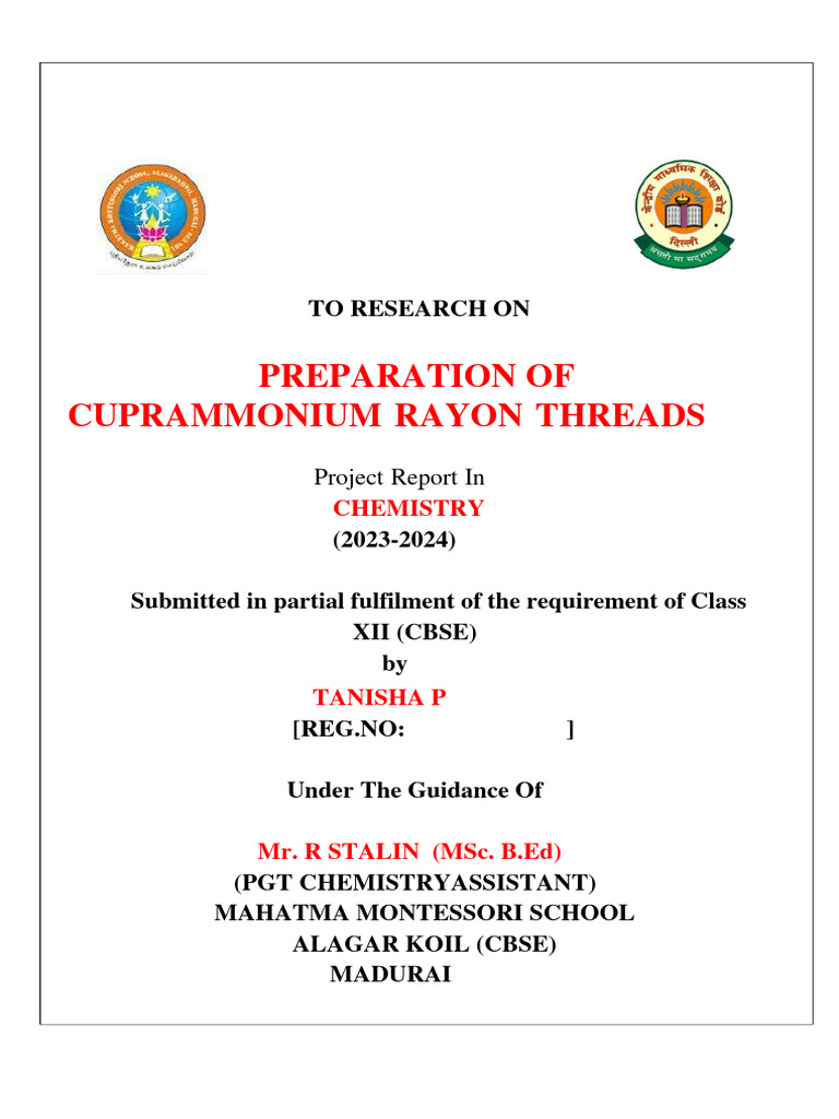 Cuprammonium Rayon Thread Preparation | PDF | Rayon | Fibers