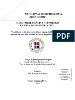 Análisis de Costos de Producción de Agua Potable en Plantas de Tratamiento Operadas Por La CAASD en República Dominicana.