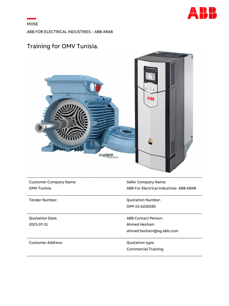 ABB Training Quotation for OMV Tunisia | PDF | Business | Finance ...