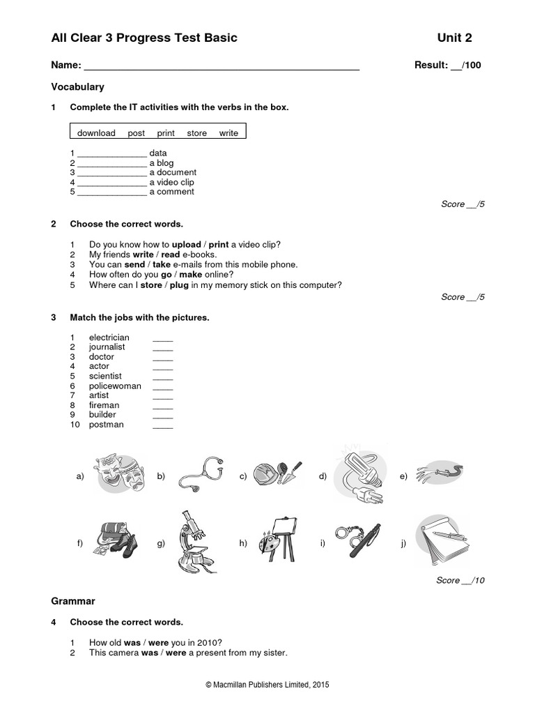 All Clear 3 Unit 2 Progress Test | PDF | Television | Mass Media
