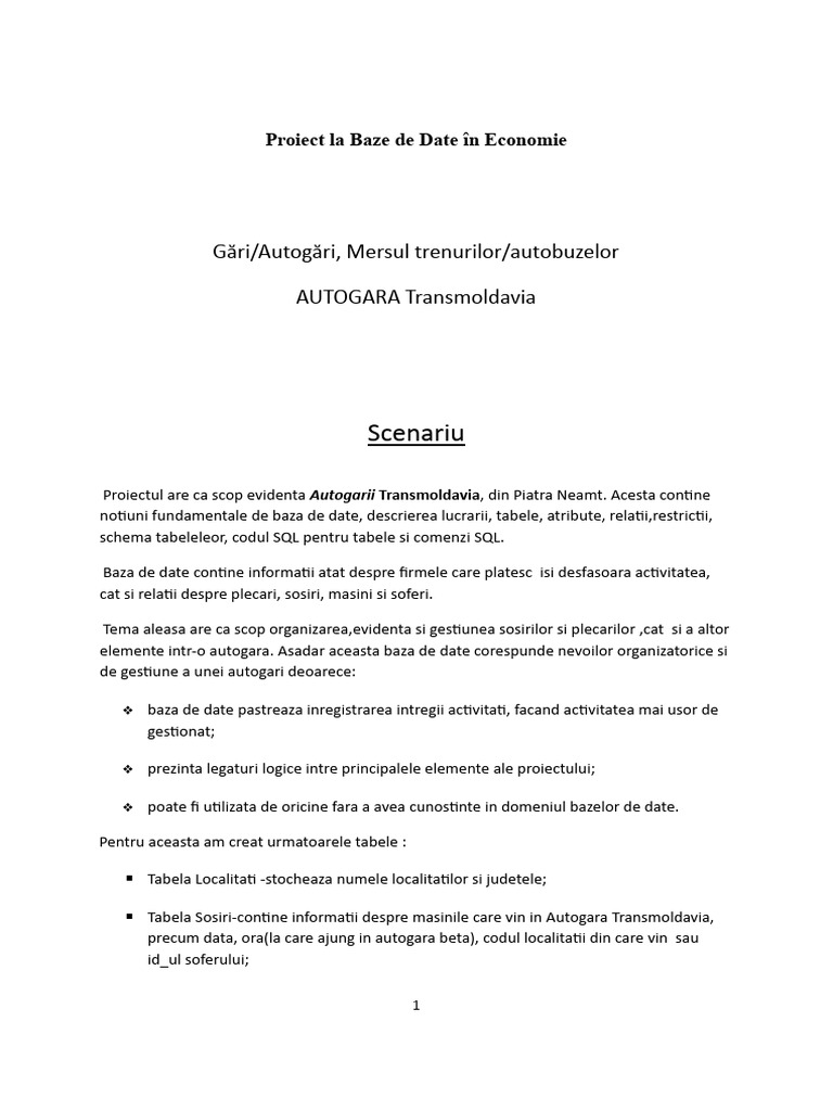 Proiect Autogara | PDF