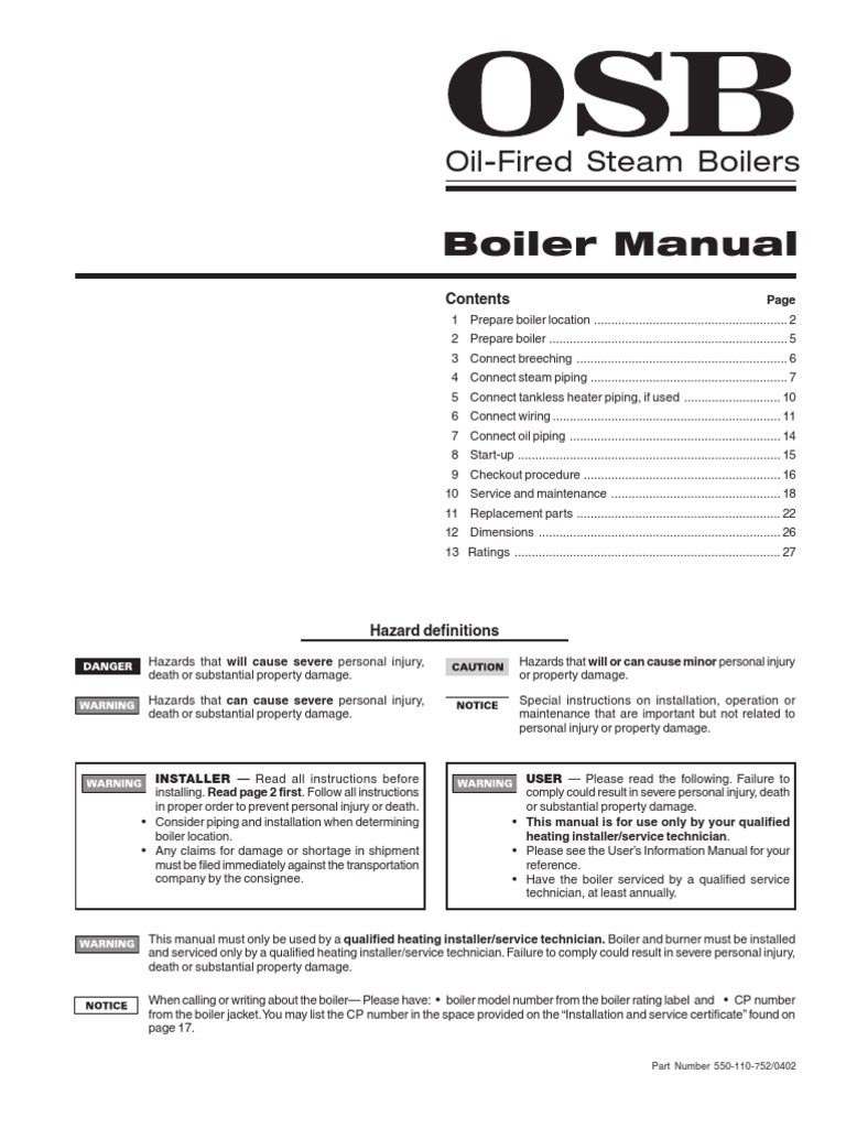 OSB Boiler Installation Manual 550-110 | PDF | Chimney | Water Heating