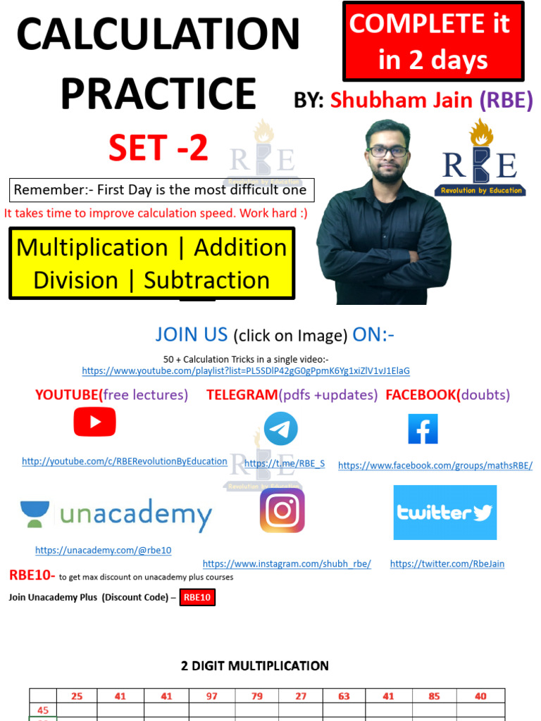 Basic Calculation Practice Module 2 by Shubham Jain PDF Computing