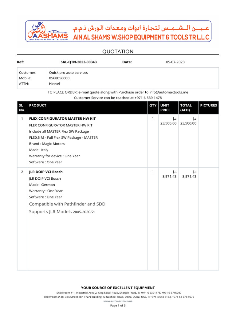 Quick Pro Auto Services Quotation | PDF