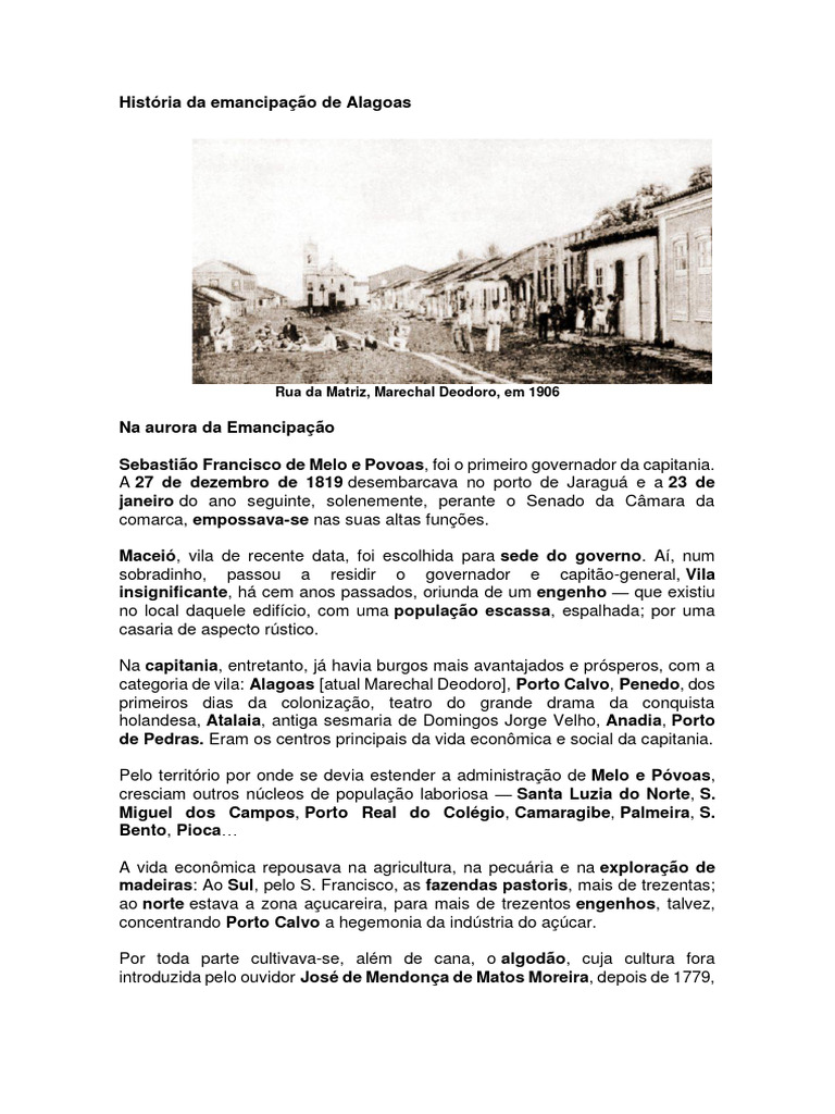 Emancipação de Alagoas em 1817 | PDF