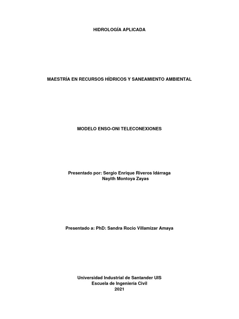 Modelo ENSO-ONI y Teleconexiones | PDF | Hidrología | Entorno natural