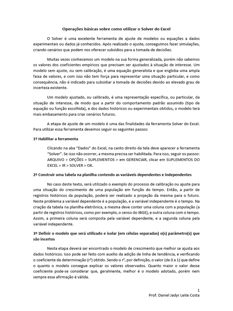 Tutorial como usar o solver do excel profdaniel pdf tempo