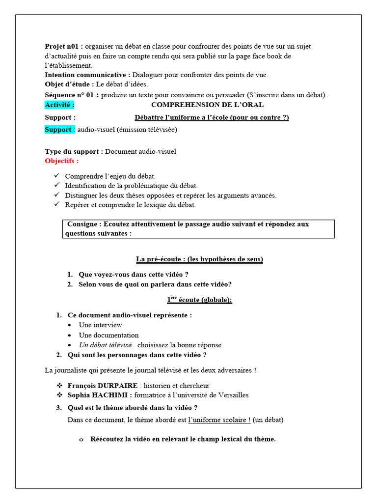 Débat sur l'uniforme scolaire : pour ou contre ? | PDF