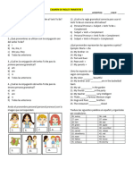 Examen de Ingles Trimestre I Primero