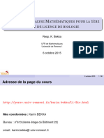 S1Bmathu: A M 1: Nalyse Athématiques Pour La ÈRE Année de Licence de Biologie