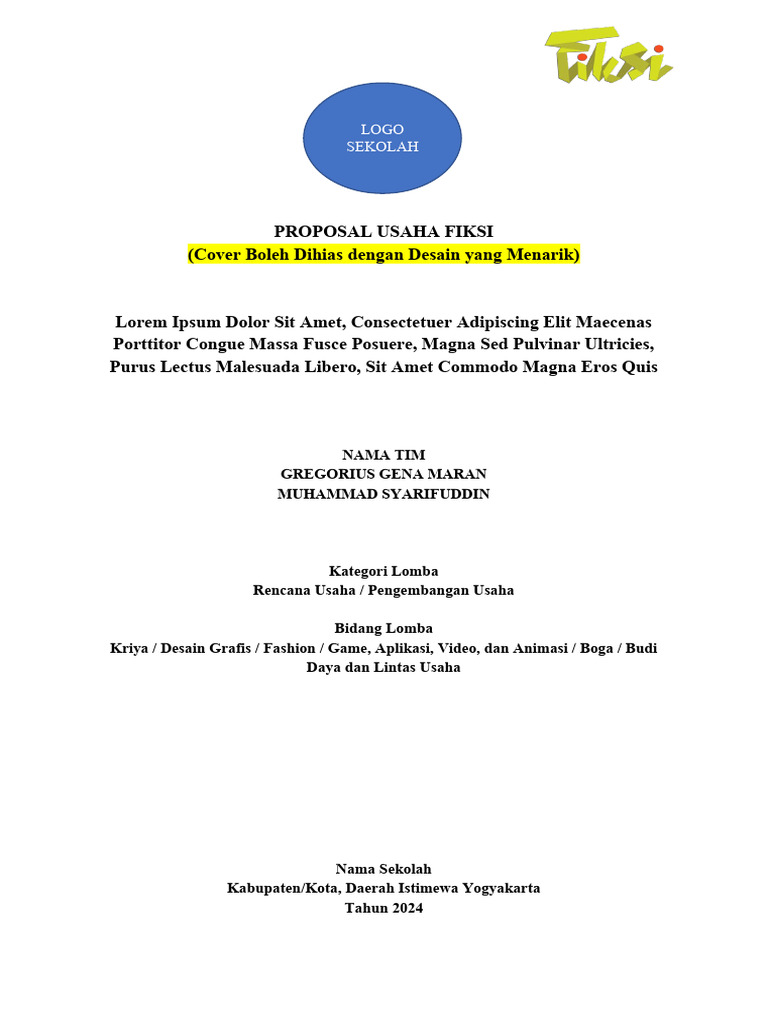 Proposal Usaha Fiksi 2024 | PDF