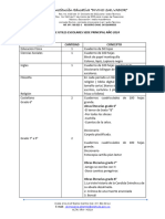 Lista de Utiles Escolares Sede Principal 2020