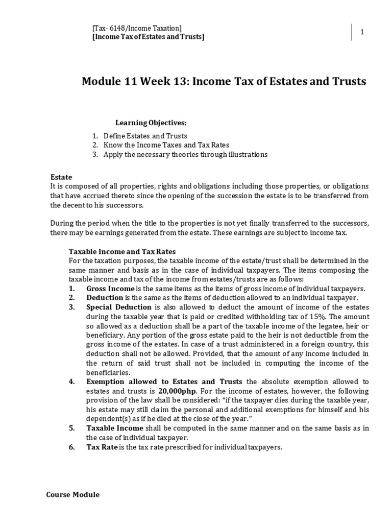 Income Taxation of Estates and Trusts | PDF | Trust Law | Tax Deduction