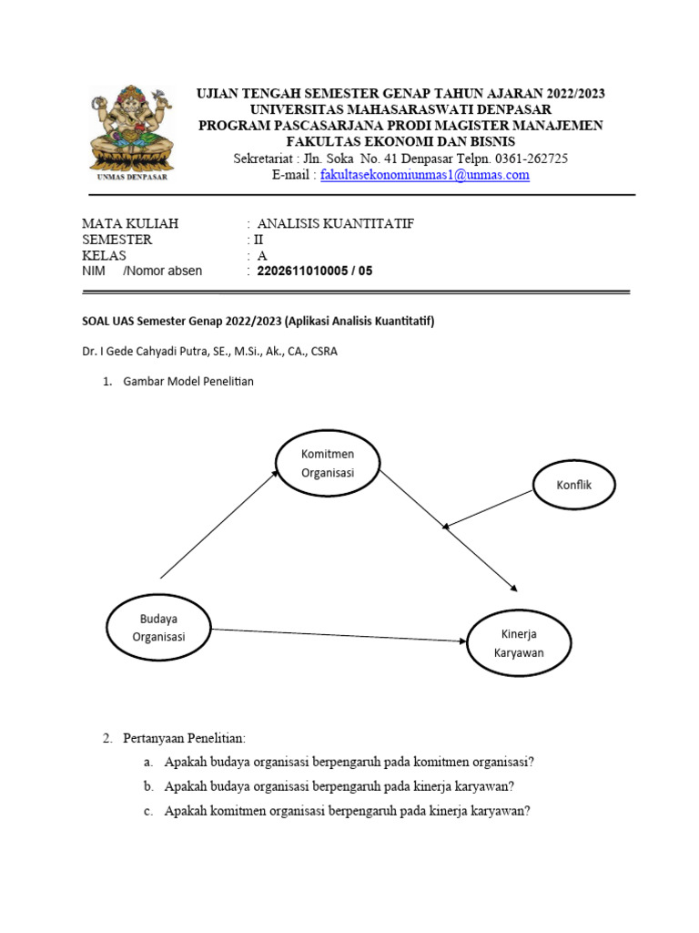 Uas Analisis Kuantitatif 2022 2023 Pdf