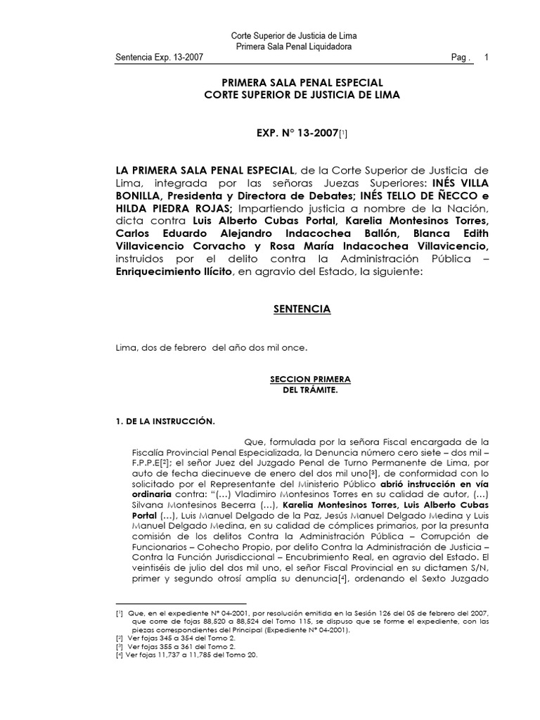 Sentencia Exp013-2007 02-02-2011 Indacochea-Cubas Portal | PDF ...