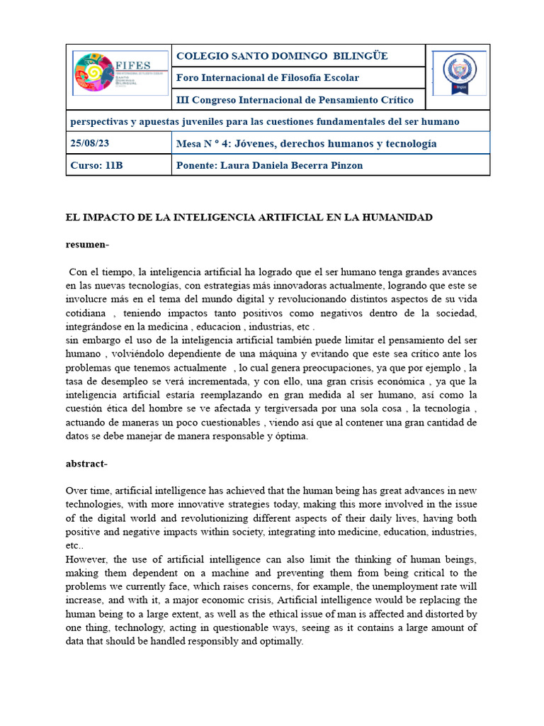 El Impacto de La Inteligencia Artificial en La Humanidad | PDF ...