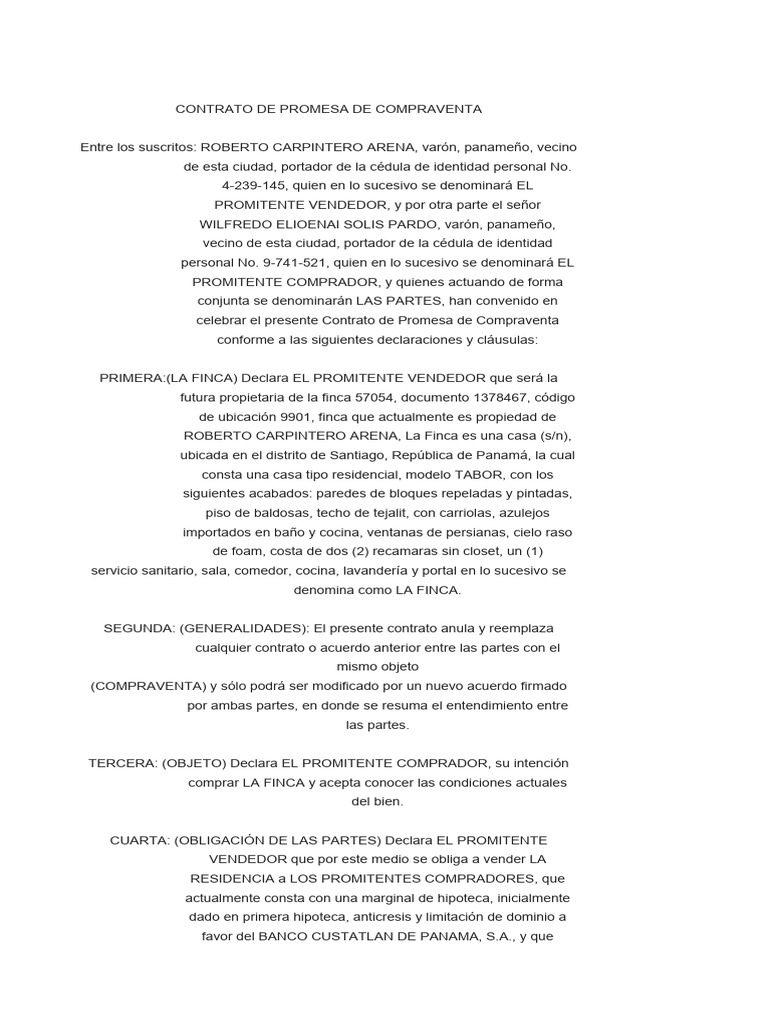 Contrato de Promesa de CV - W | PDF
