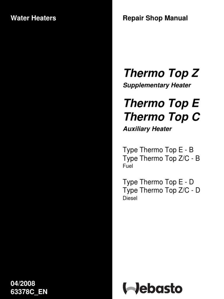 Webasto Manual - Thermo Top Z-C-E Workshop Manual | PDF | Combustion |  Diesel Engine