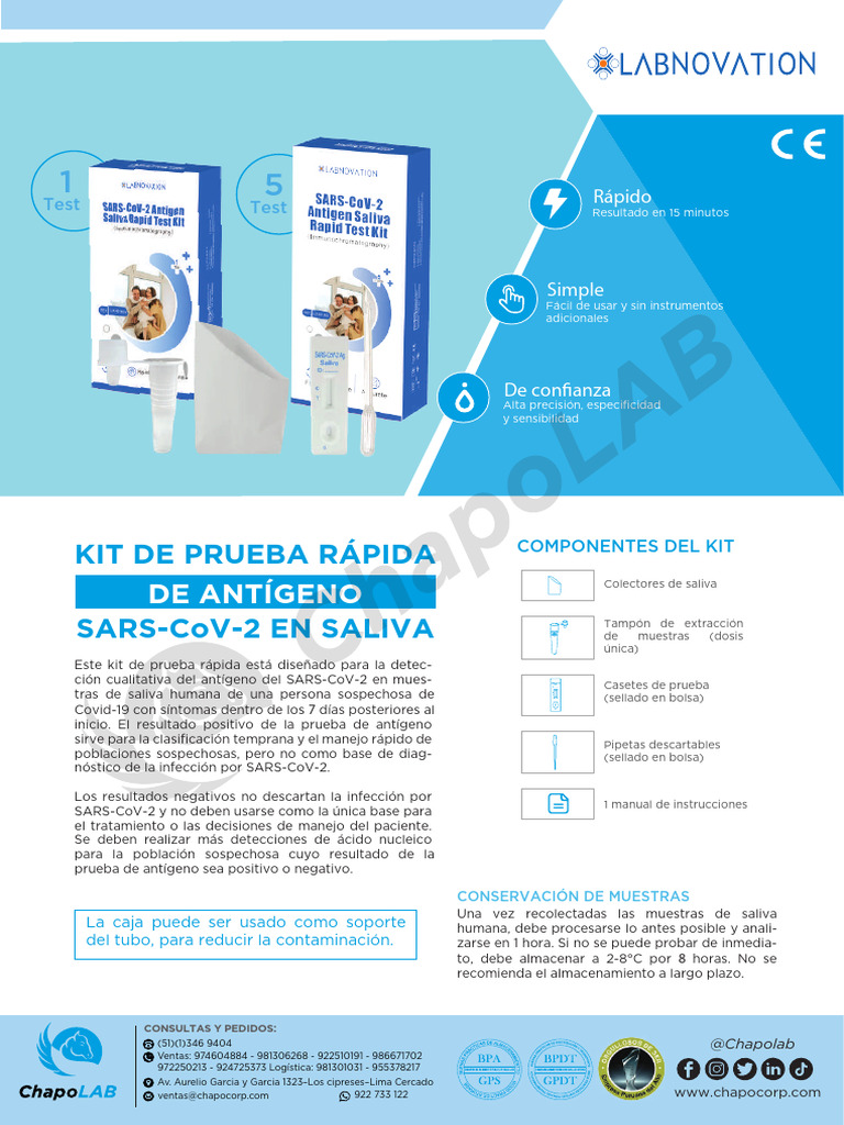 Kit Prueba Antigena Salival - Labnovation | PDF