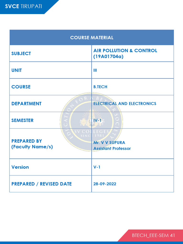 Apc Unit-3 | PDF | Air Pollution | Particulates