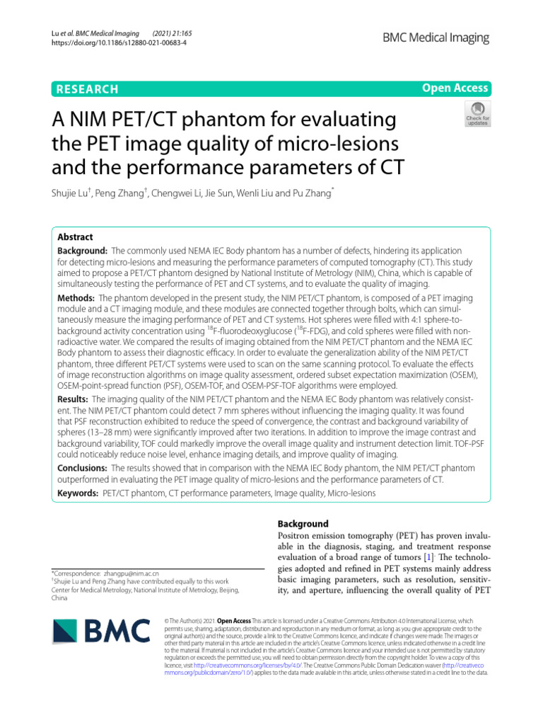 A NIM PETCT Phantom For Evaluating The PET Image Quality of Micro ...