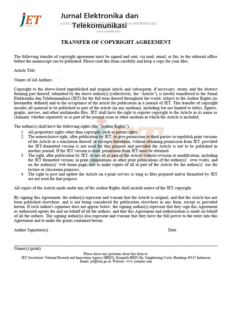 Copyright Transfer Agreement New PDF Copyright Freedom Of