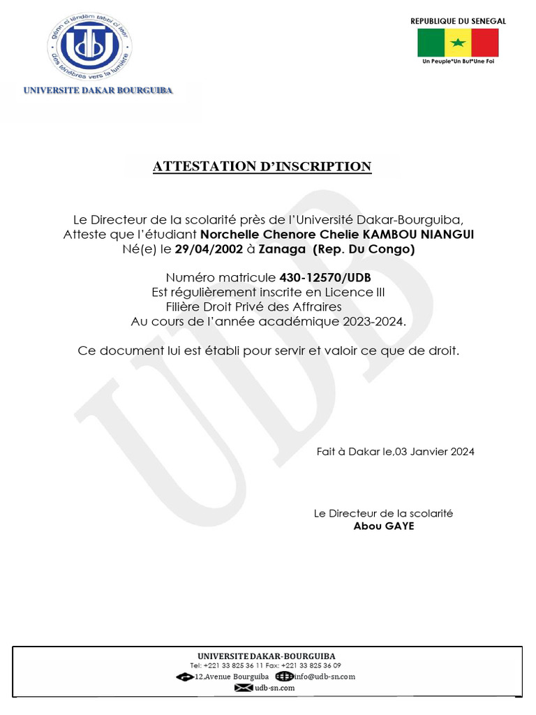 Att D'inscription À Imprimer | PDF