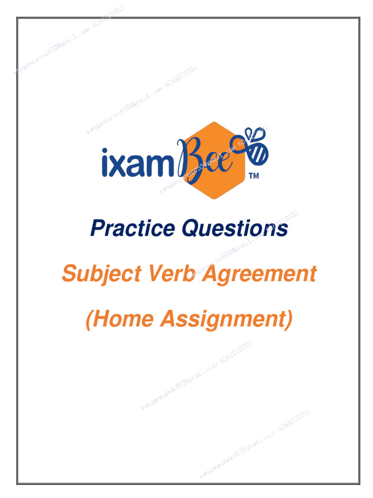 Subject Verb Agreement Assignment Practice Questions | PDF | Cognitive ...