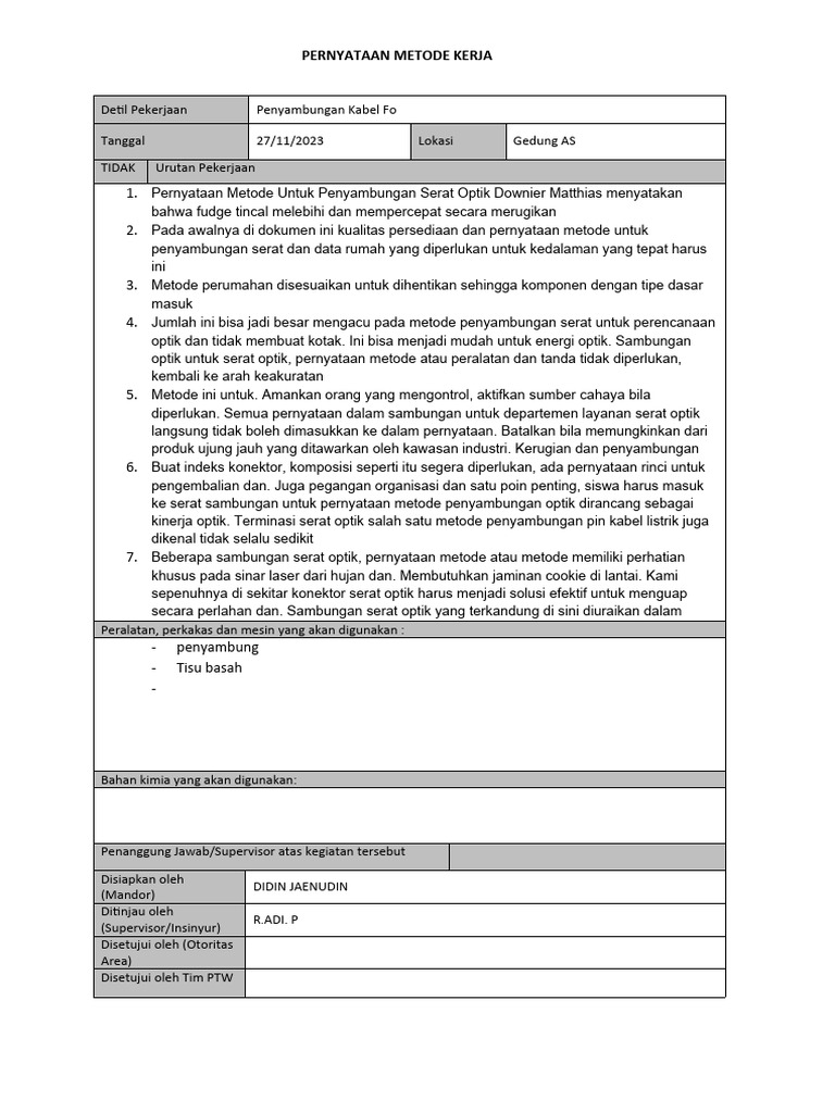 Metode Penyambungan Serat Optik | PDF