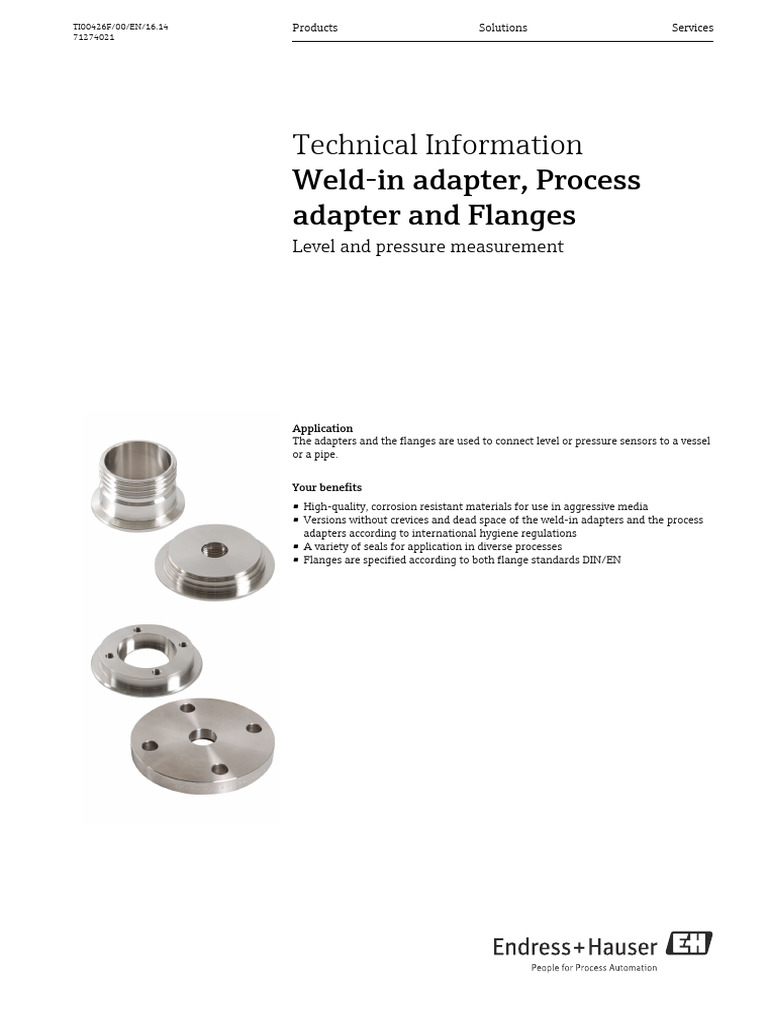 Cataloge E&H Weld-In Adapter, Process | PDF | Industrial Processes ...