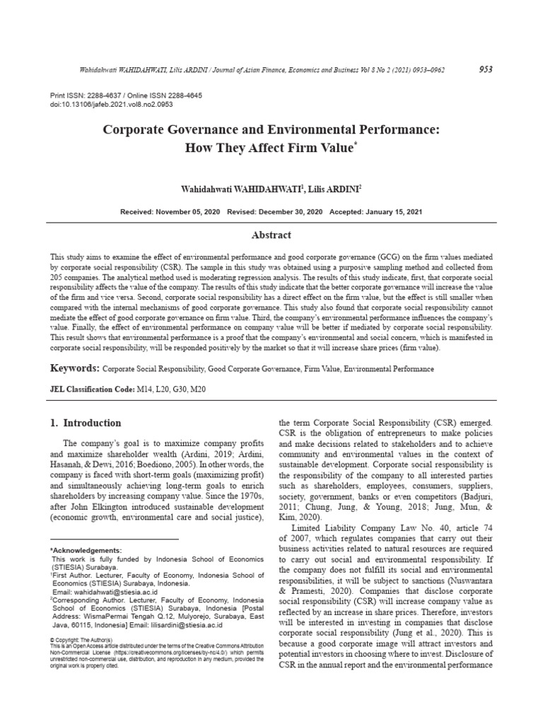 2021 002 Corporate Governance and Environmental Performance - How They ...