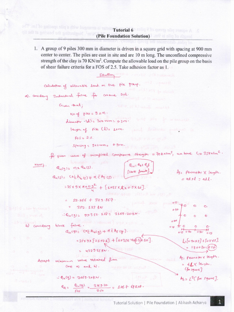 Foundation Engineering Pile Foundation Tutorial Solution Pdf