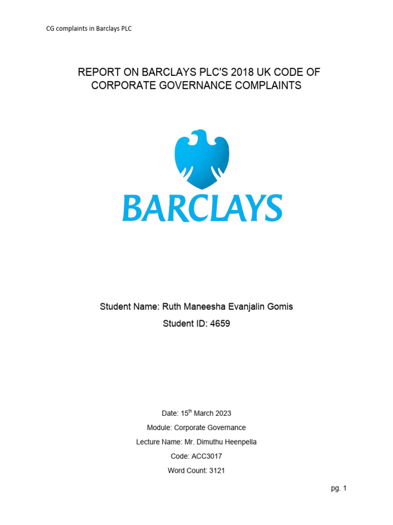Report On Barclays PLC PDF