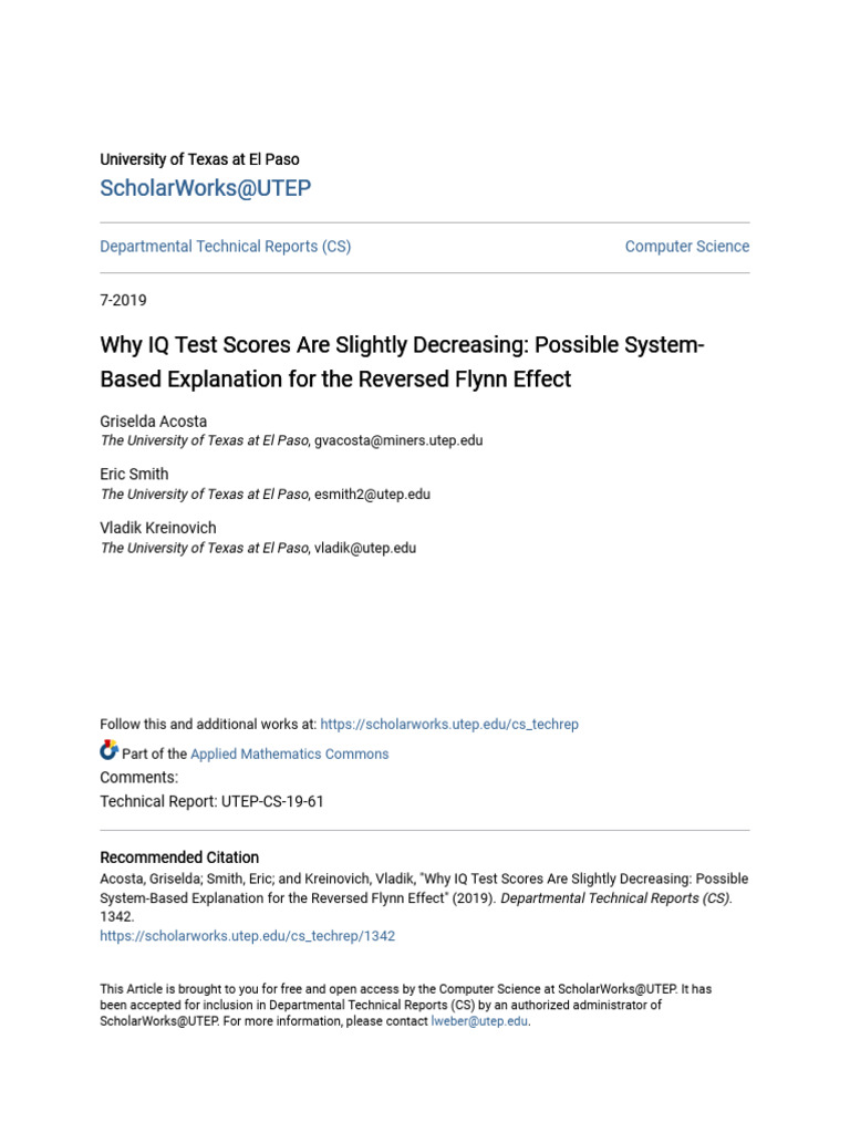 Why IQ Test Scores Are Slightly Decreasing - Possible System-Based ...