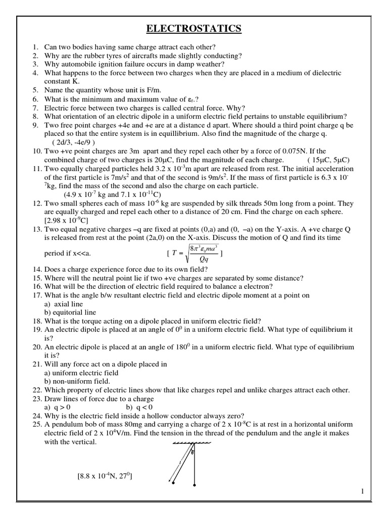 Electrostatics Q&A Guide | PDF | Electric Charge | Force