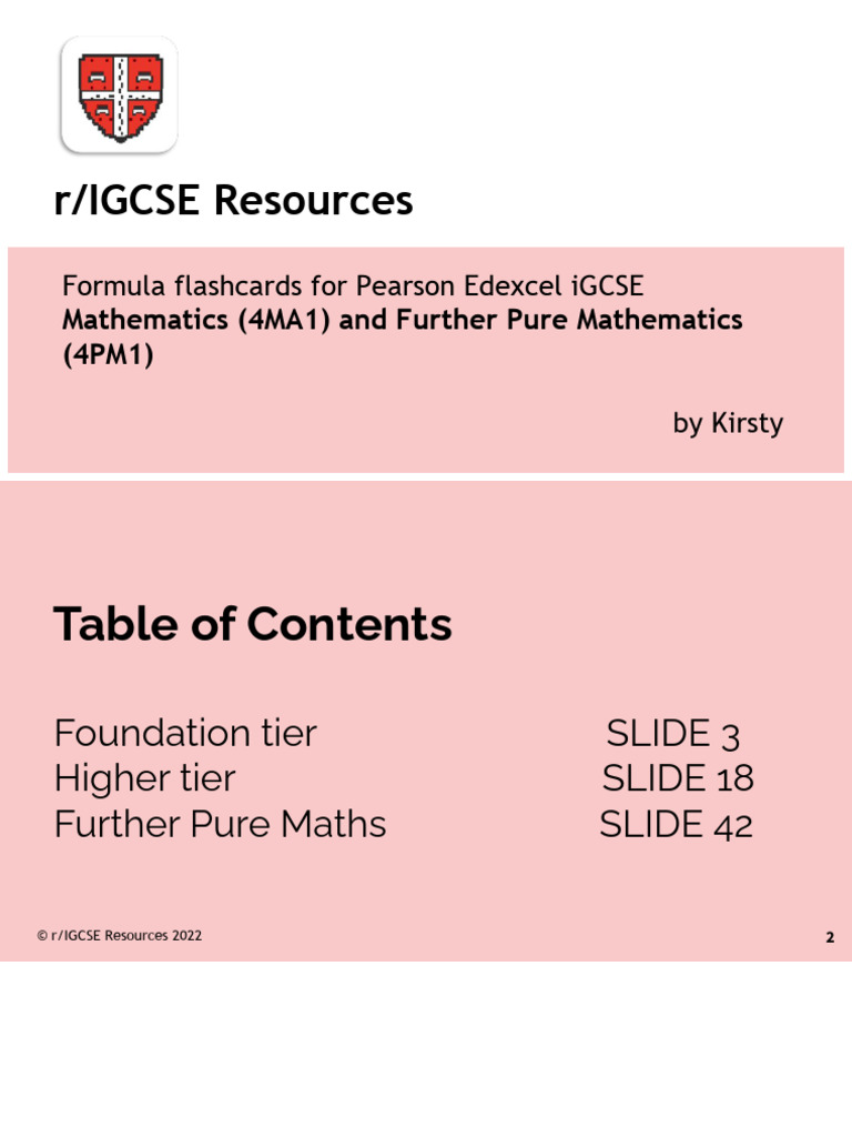 IGCSE Resources - Edexcel IGCSE Mathematics Formula Flashcards - v1 ...
