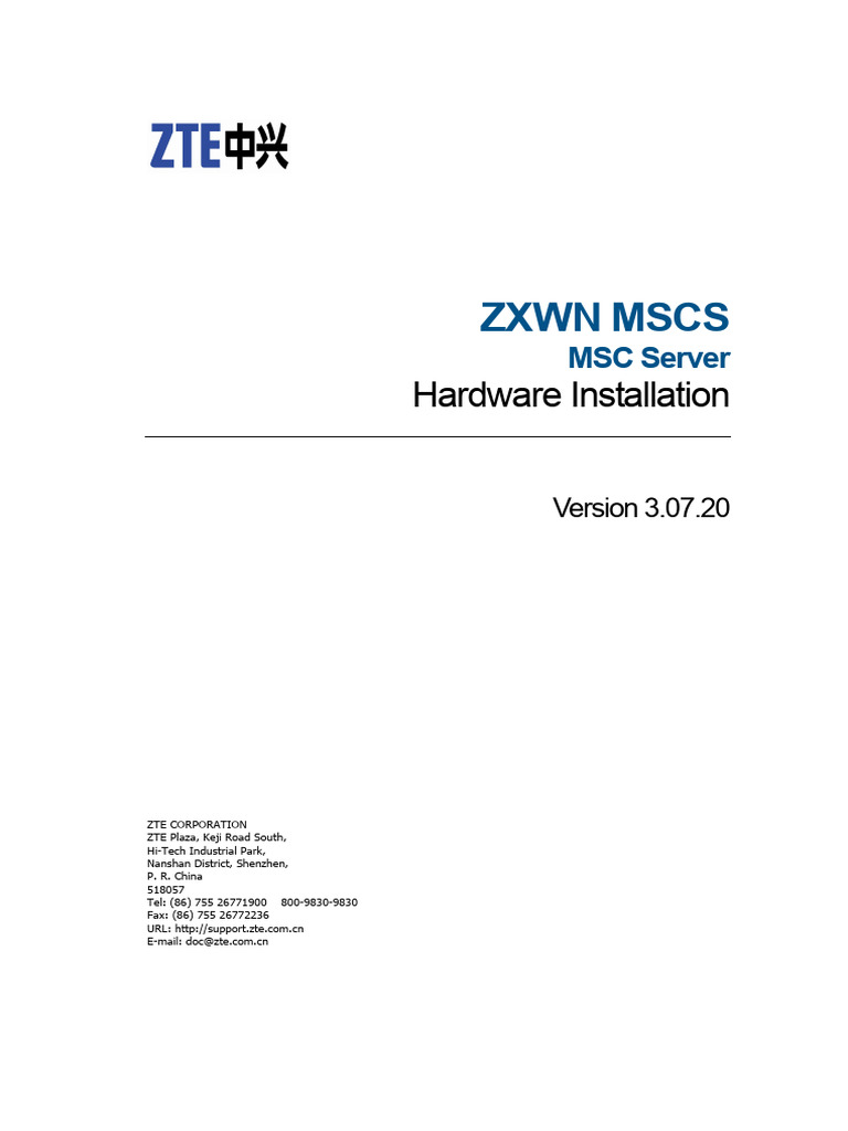 Sjzl20082261-ZXWN MSCS MSC Server Hardware Installation | PDF ...