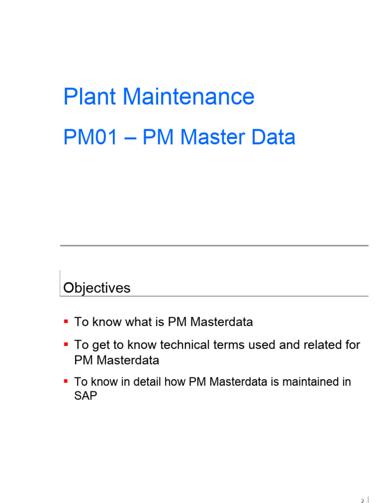 PM01 - PM Master Data | PDF | Pump | Mechanical Engineering